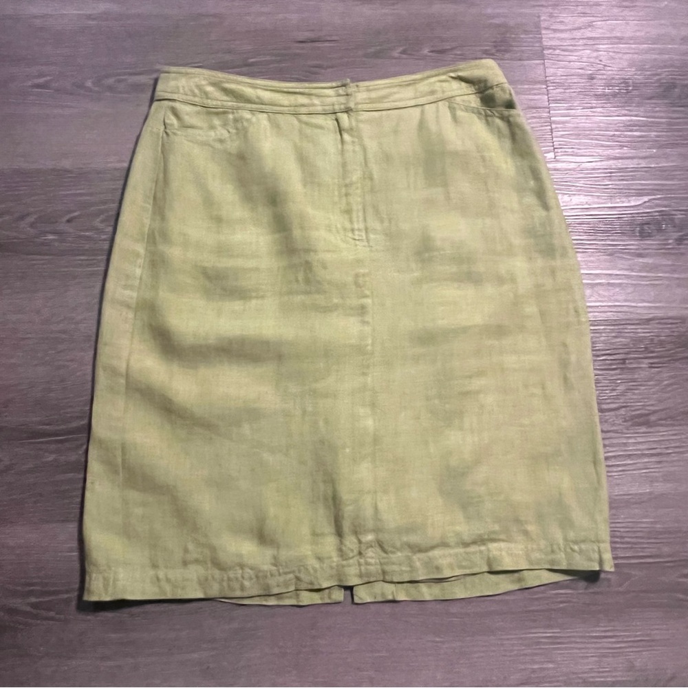 Charter Club Light Mint Green 100% Linen Mini Skirt Size 8 Coastal Retro Minimal